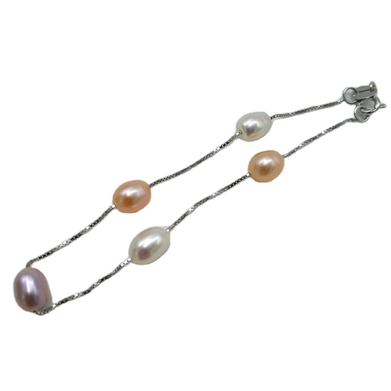 High Quality Women's 925 Sterling Silver Natural Freshwater Pearl Bracelet