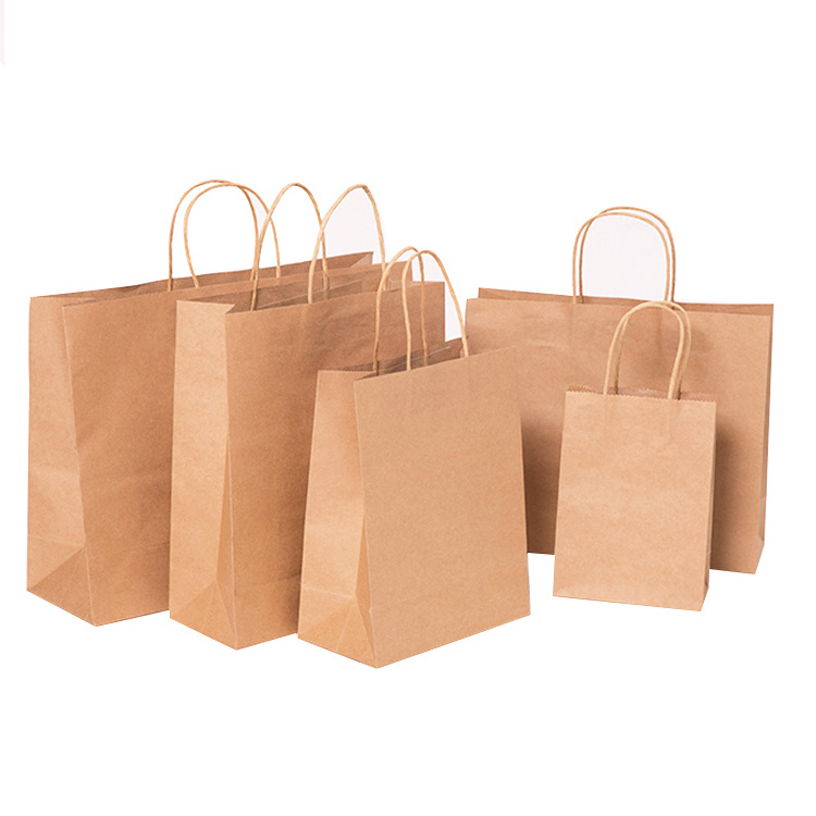 Factory price 120g recycled kraft paper bag gift shopping packaging kraft paper bag with handle accept custom