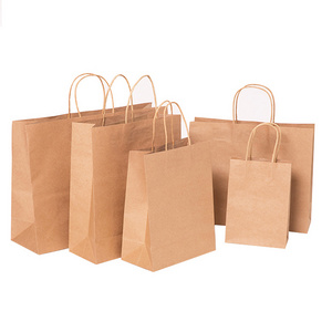 Factory price 120g recycled kraft paper bag gift shopping packaging kraft paper bag with handle accept custom