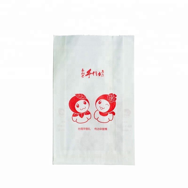 Custom Printed Mini Food Grade Donuts Food Bags Kraft Paper in White Carrying Bag Bread Bags