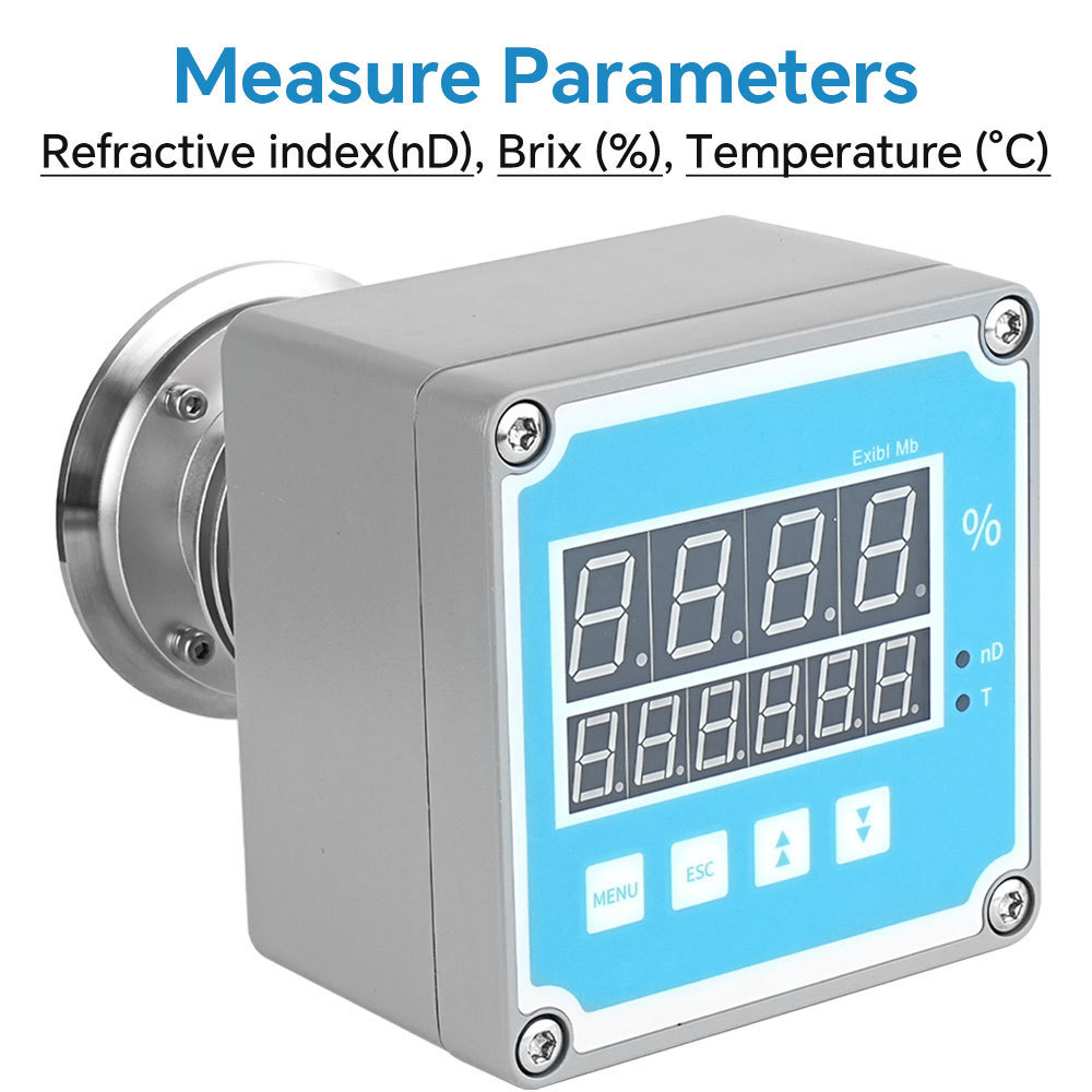 industry use digital inline brix refractometer for soft drinks beverage coffee wine honey processing