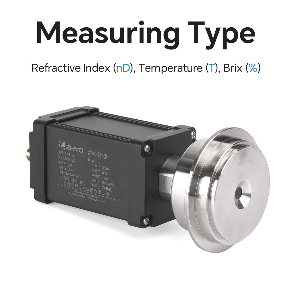 IP65 4-20mA RS485 output customizable compact inline refractometer from shanghai manufacturer