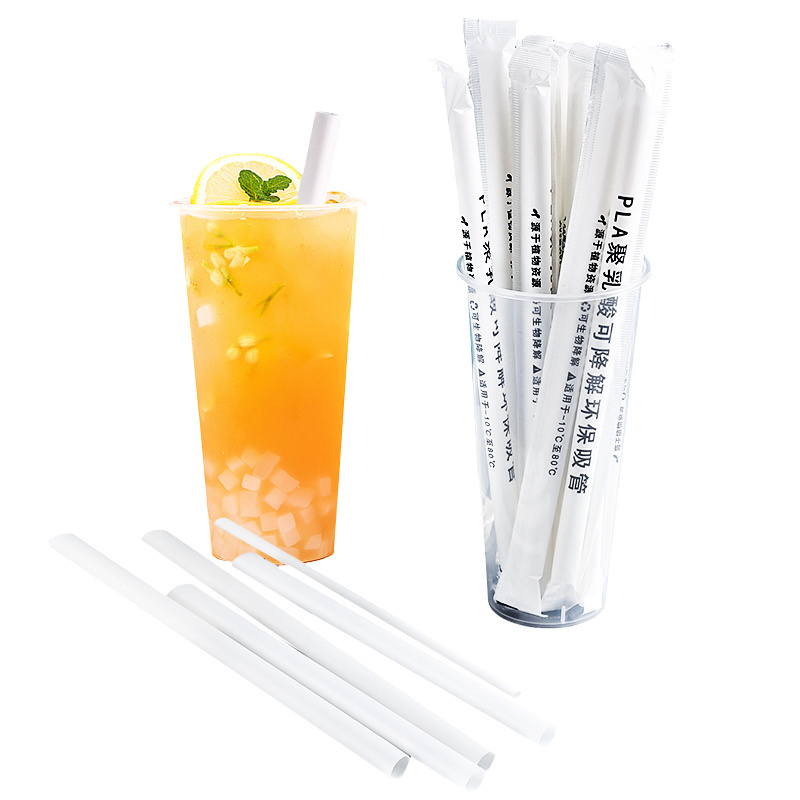 Custom drinking straws disposable PLA biodegradable milk bubble tea straight straw