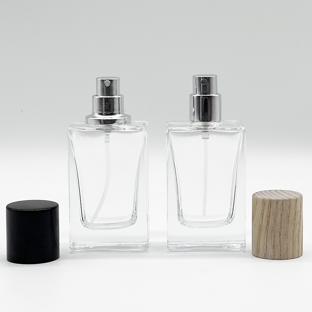 Clear Square Perfume Empty bottle 30ml Cosmetic Packaging Glass Perfume Bottle Spray