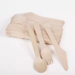 Custom Printing Disposable Biodegradable Wooden Cutlery Spoon Fork Knife