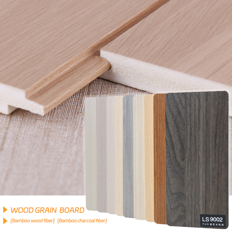 Solid Interior Decoration 1.22m Width Wood Grain Wood Veneer PVC Wall Panel