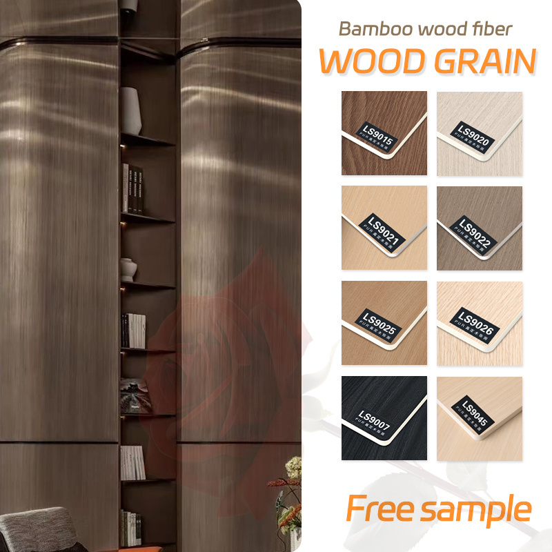 Solid Interior Decoration 1.22m Width Wood Grain Wood Veneer PVC Wall Panel