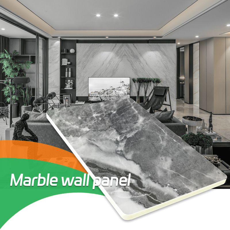 Home Decoration TV Background Wall Waterproof And Moisture-proof Marble Wood Veneer Wall Panels