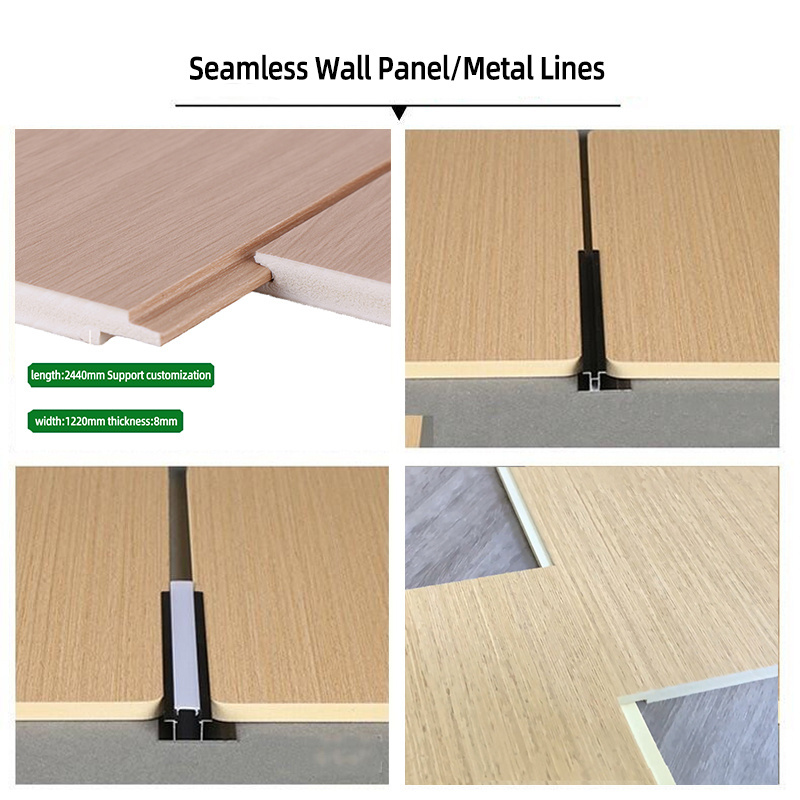 8mm Solid Wall Board Wood Grain Wood Veneer Panel Interior Wall Decor Seamless Wall Panels