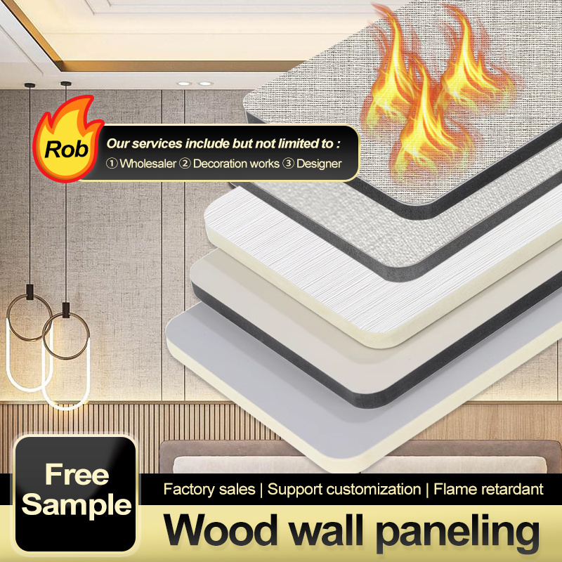 Bamboo charcoal wood veneer  fabric wall panel PVC Indoor wall panel bamboo charcoal fabric co-extruded wood veneer