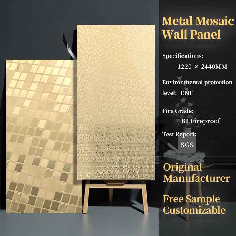 Wall Decorations For Home Bamboo Charcoal Board Moisture-proof PET Metal Mosaic Wall Panel