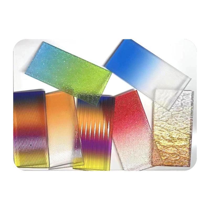 6+6mm ribbed Gradient Moru Glass Colorful PVB Laminated tempered wavy patterned Glass