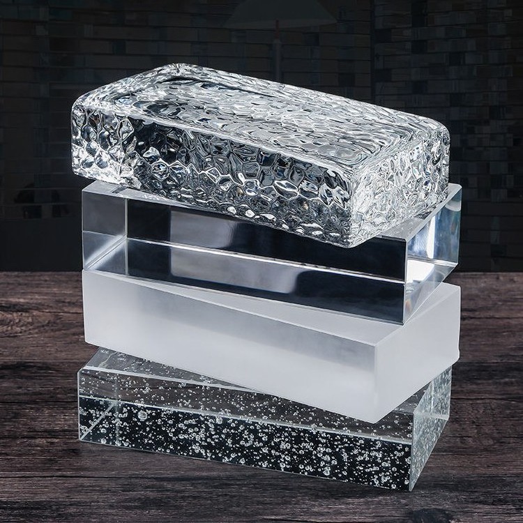 2024 Customized High-quality Building Decorative Ice Crystal Patterned Glass Brick Hot Melt Glass Blocks For Wall Clear