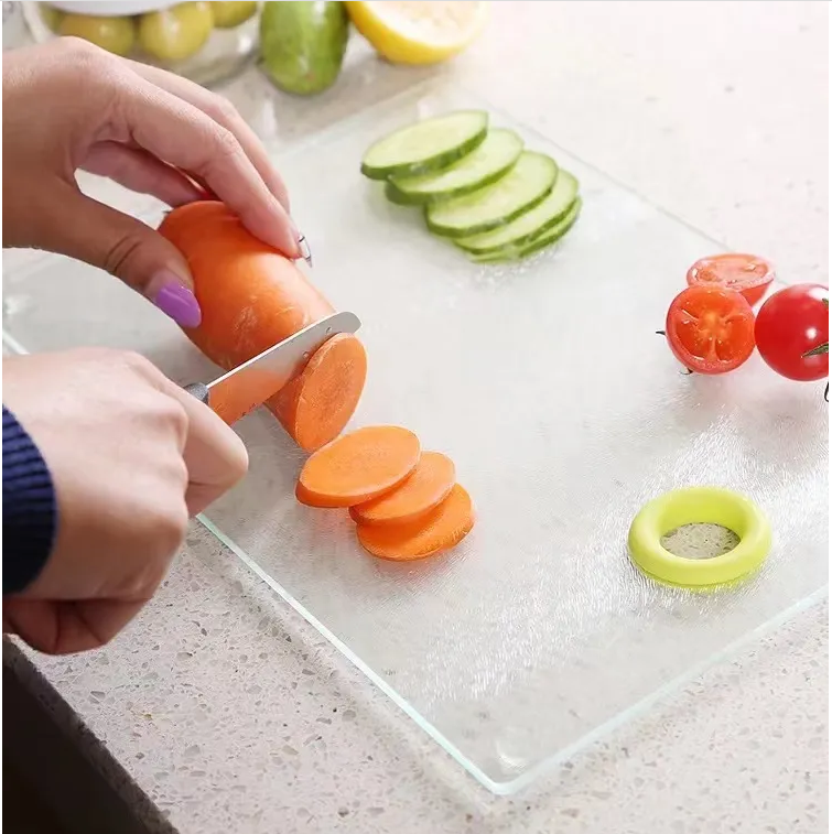 Frosted Tempered Glass Cutting Board Scratch Heat Shatter Resistant Dishwasher Safe Frosted