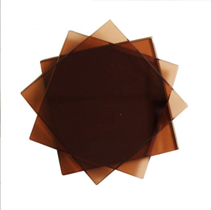 5mm 6mm dark flat brown tinted glass tempered tea color reflective gold golden brown sheet mirror decorative glass