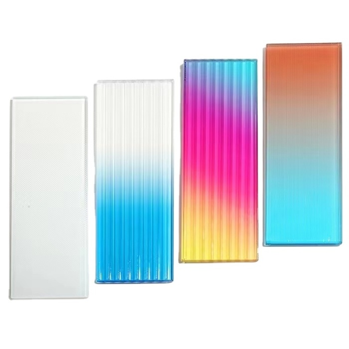 6+6mm ribbed Gradient Moru Glass Colorful PVB Laminated tempered wavy patterned Glass