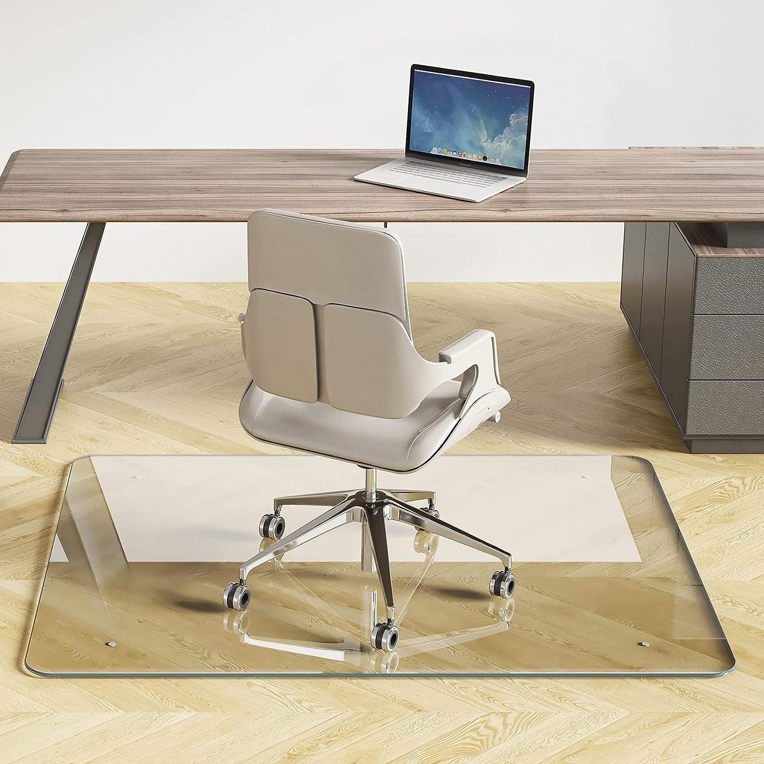 Tempered Glass Office Chair Desk Mat for Carpet or Hardwood Floor Computer Table Top Glass Floor Protector Clear Colored Glass