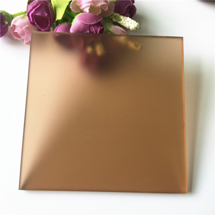 5mm 6mm dark flat brown tinted glass tempered tea color reflective gold golden brown sheet mirror decorative glass