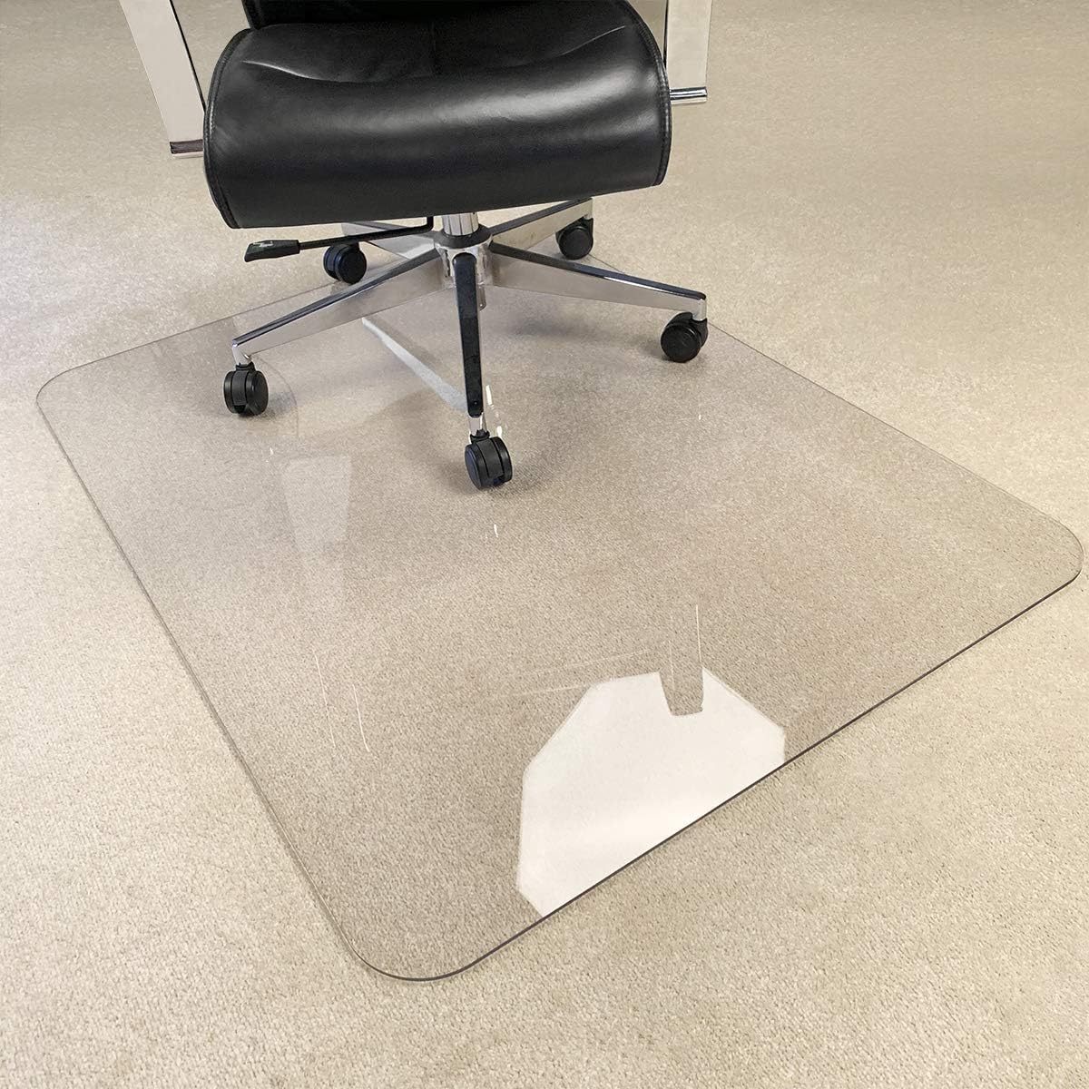 Tempered Glass Office Chair Desk Mat for Carpet or Hardwood Floor Computer Table Top Glass Floor Protector Clear Colored Glass