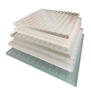 Decorative Patterned wave reeded glass fluted ribbed toughened casting textured custom design Glass wall panel for decor