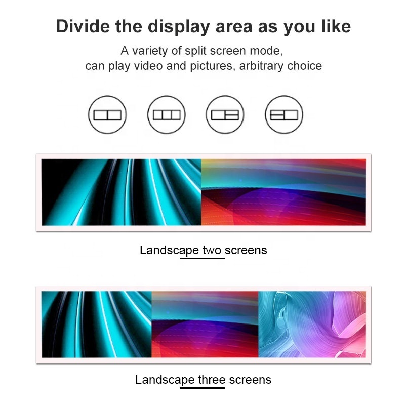 Customize Size Wall Mount Stretched Bar LCD Display Advertising Shelf Monitor Long Strip Lcd With Touch Screen