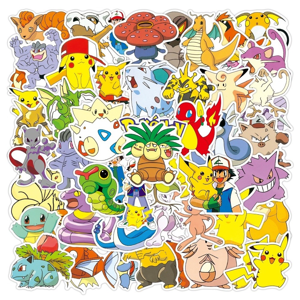 Hot Sale 50pcs/Set Wall Decals Room Decorations Pokemoned Pokeball Decor Stickers Cartoon Stickers