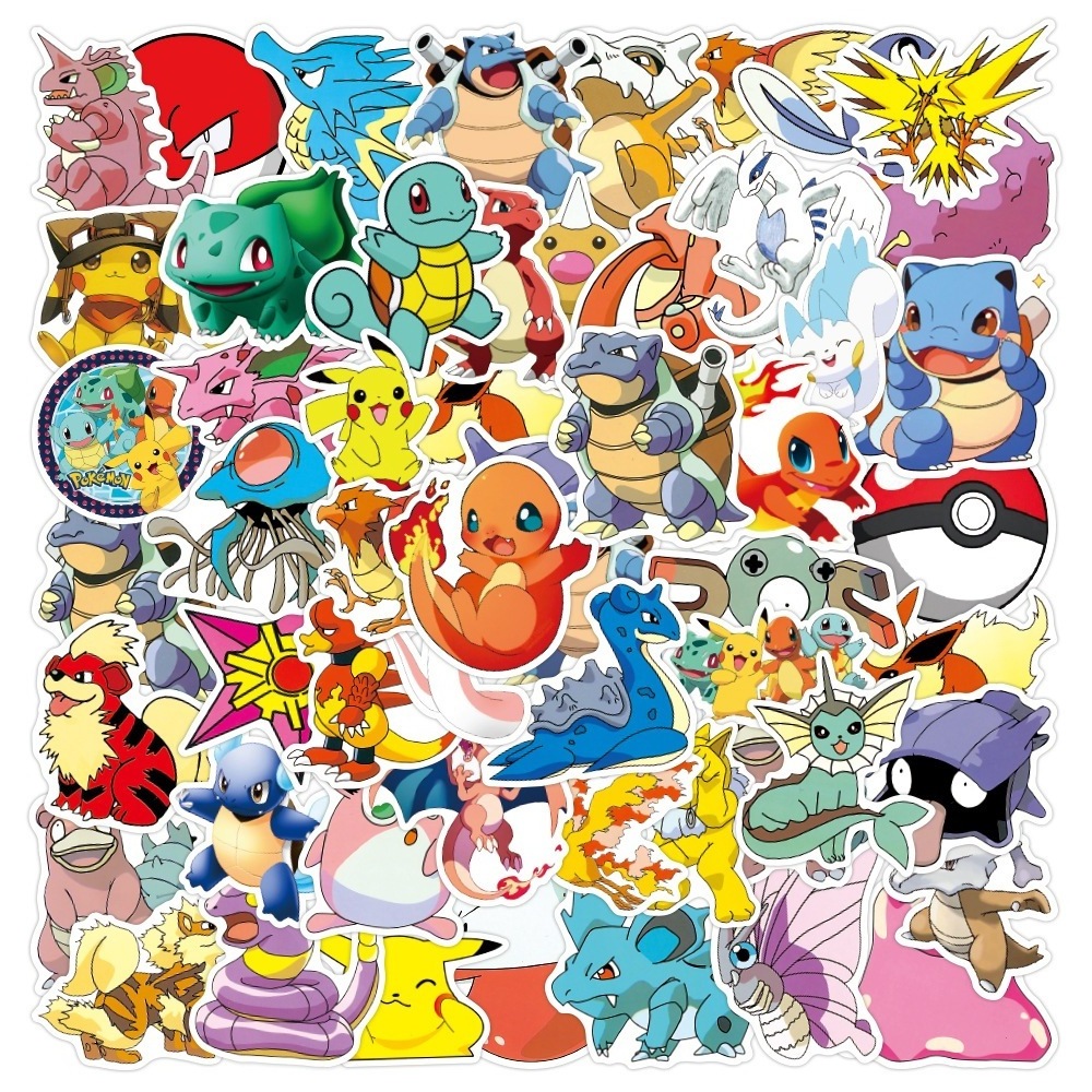 Hot Sale 50pcs/Set Wall Decals Room Decorations Pokemoned Pokeball Decor Stickers Cartoon Stickers