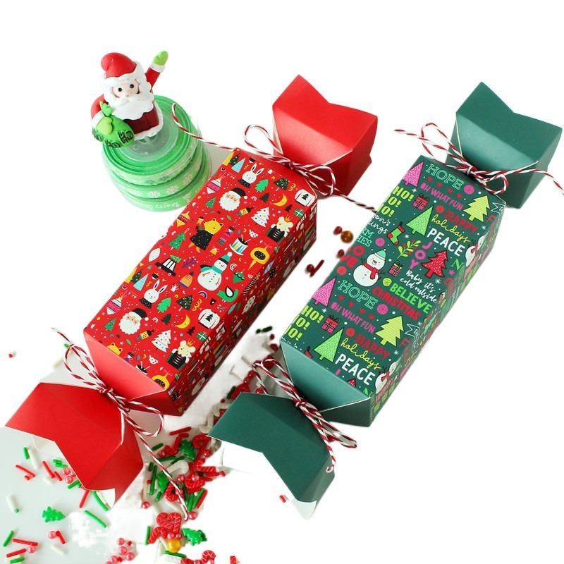 Candy shaped cute christmas candy sweet cookie treat snack packaging box paper packaging cheap ready to ship