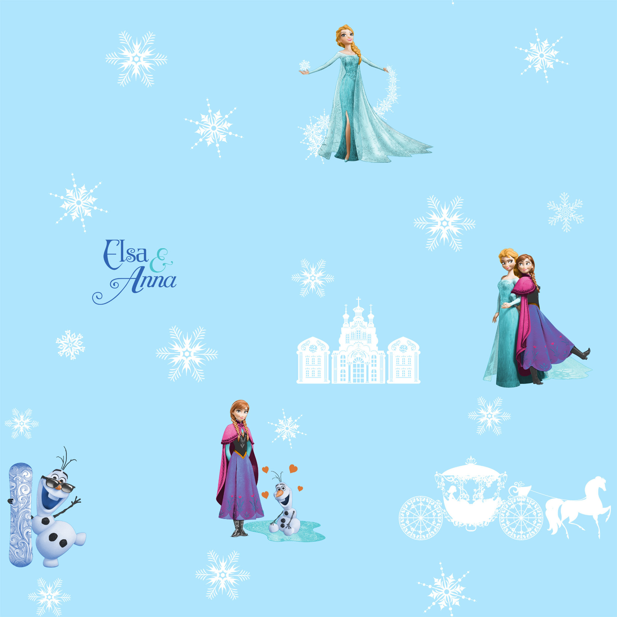 Elsa princess style pvc children bedroom wallpaper for home decoration