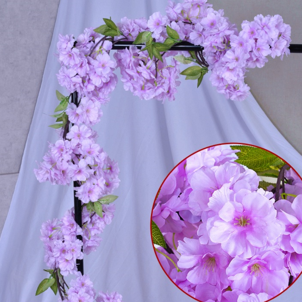 Factory Wholesale Artificial Flowers Hanging Vine Silk Cherry Blossom Garland For Wedding Home Garden Party Decor