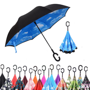 Wind Resistant Hands Free Inverse Inside Out C Handle Smart Reverse Upside-down Double Layer Inverted Umbrella