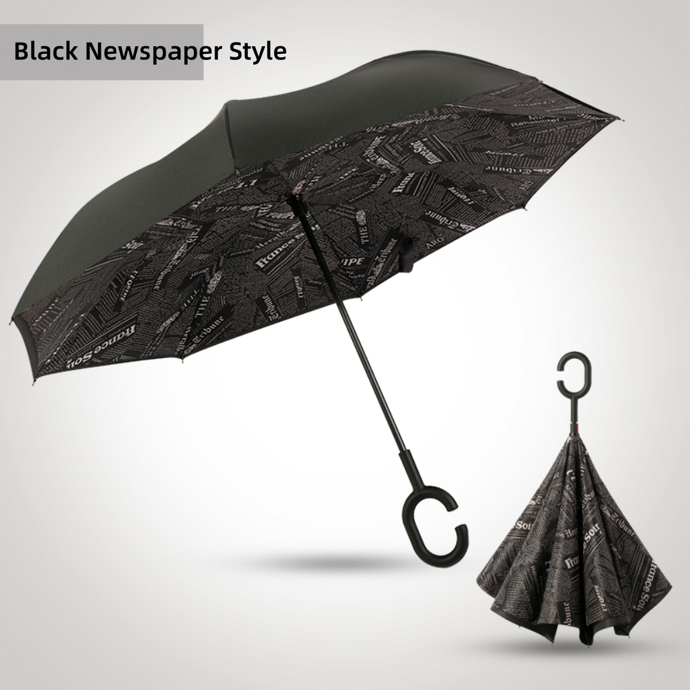 Wind Resistant Hands Free Inverse Inside Out C Handle Smart Reverse Upside-down Double Layer Inverted Umbrella