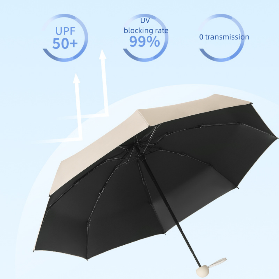 High Quality Outdoor 6k 5 Folding Sun Travel Umbrella Custom Logo Mini Capsule Rain Umbrella With Zipper Bag