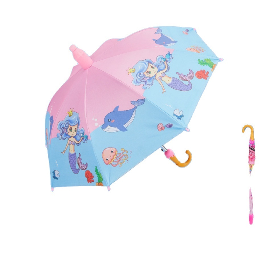 Factory Wholesale Mermaid Cute Cartoon Children Umbrellas Custom Animal Print Small Umbrella For Kids