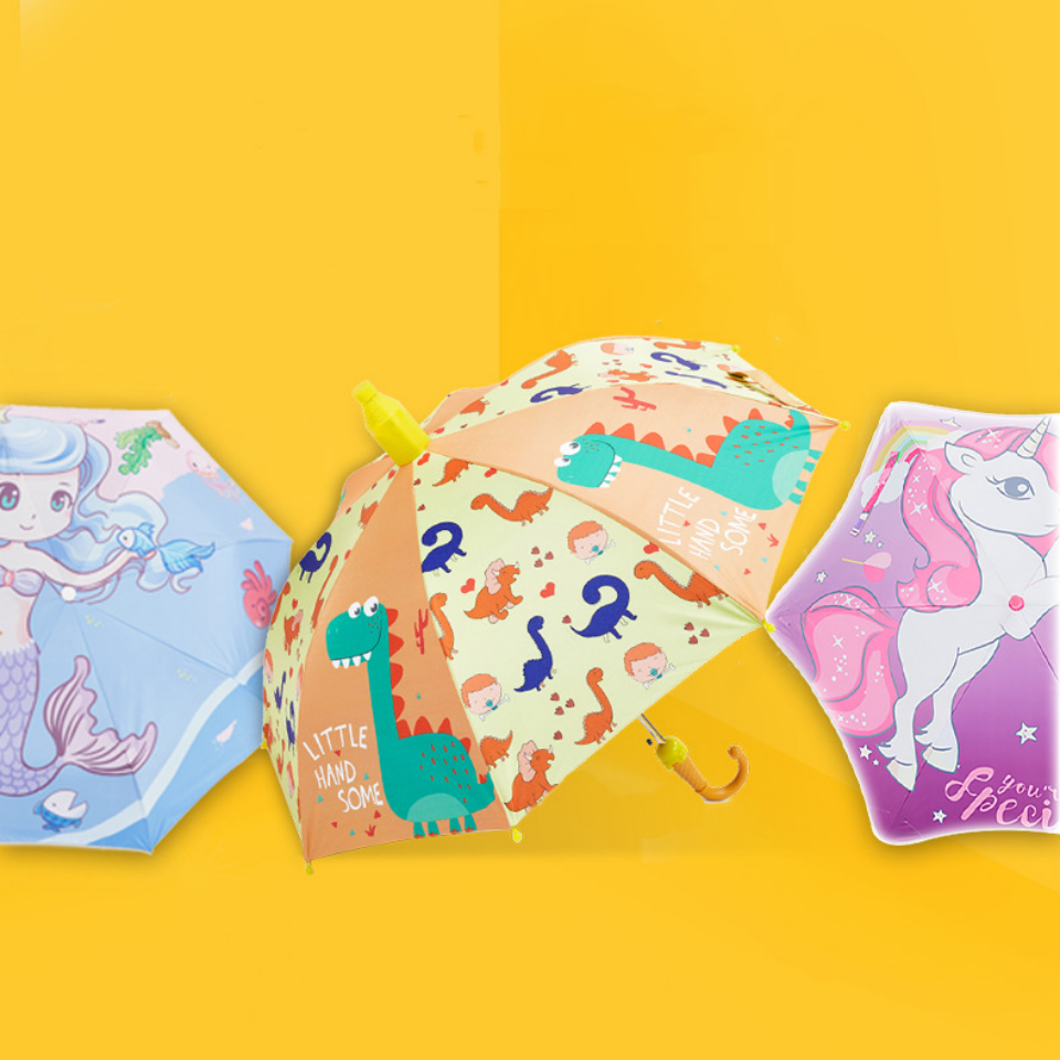 Factory Wholesale Mermaid Cute Cartoon Children Umbrellas Custom Animal Print Small Umbrella For Kids