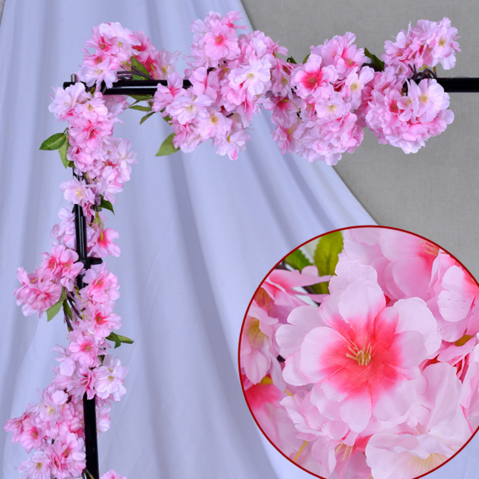 Factory Wholesale Artificial Flowers Hanging Vine Silk Cherry Blossom Garland For Wedding Home Garden Party Decor