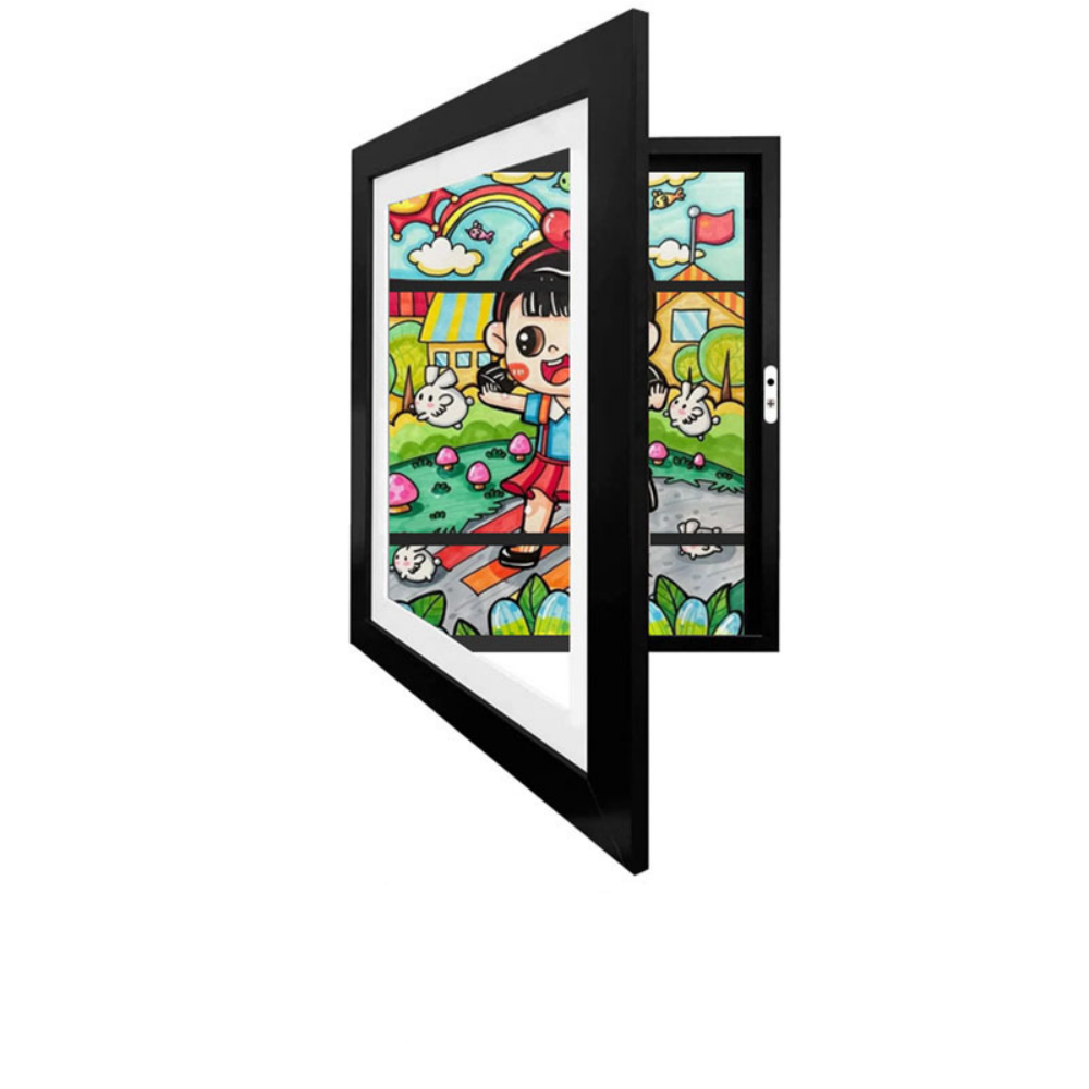 Kids Artwork Picture Frame Changeable In Black Wood With Shatter Resistant Glass Kid Art Frame For Horizontal & Vertical