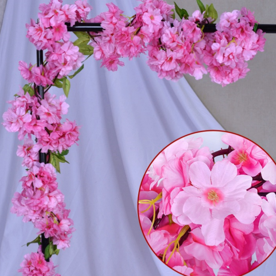 Factory Wholesale Artificial Flowers Hanging Vine Silk Cherry Blossom Garland For Wedding Home Garden Party Decor