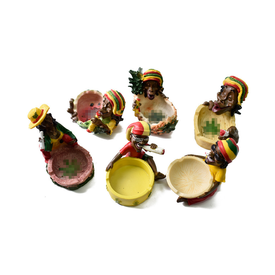 Novelty Unique Resin Ashtray Happy Funny Smoking Cigar Stand Ashtray Bob Marley Jamaican Cigarette Tobacco Rasta Ash Tray