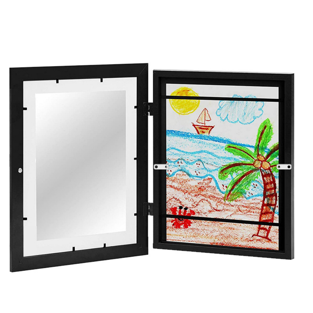 Kids Artwork Picture Frame Changeable In Black Wood With Shatter Resistant Glass Kid Art Frame For Horizontal & Vertical