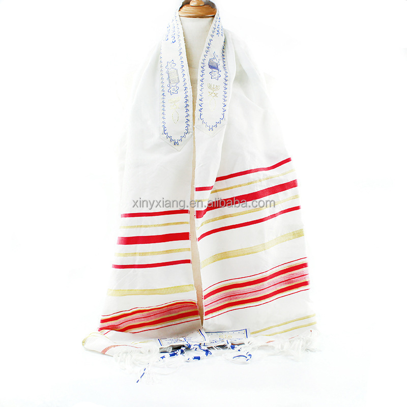 Factory custom Custom Unisex Kosher Israel Muslim Jewish Talit Polyester Large Prayer Shawl With Bag, Prayer Desert Scarf