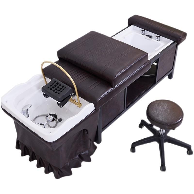 electric scalp therapy shampoo bed luxury full recline massage hair salon washing chair bed with water circulation and steamer