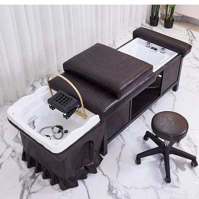 electric scalp therapy shampoo bed luxury full recline massage hair salon washing chair bed with water circulation and steamer