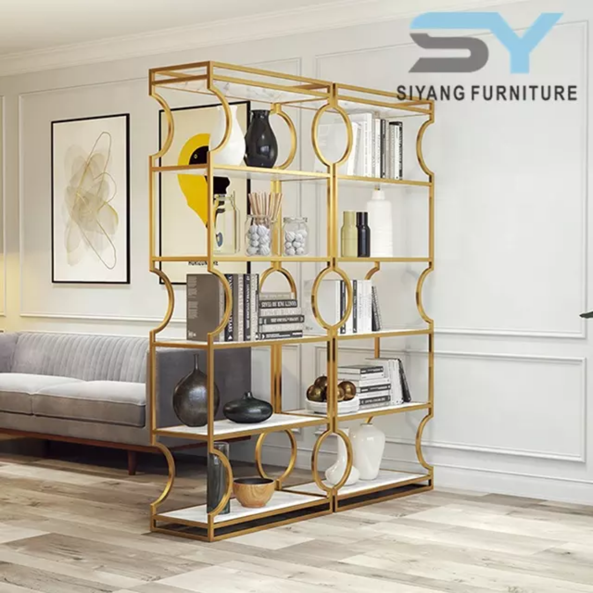 Contemporary furniture stainless steel bookshelf for nordic bookshelf living room bedroom