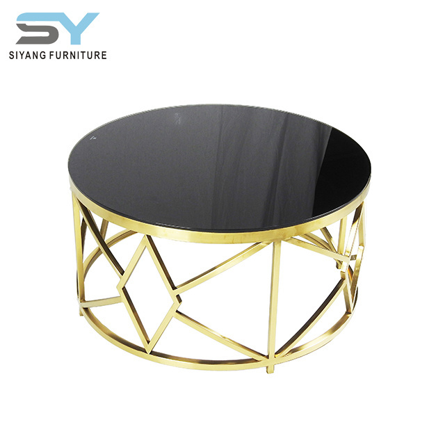 Smart furniture gold metal round table hippo coffee table for sale CJ002