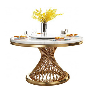 modern round dining room furniture marble stainless steel dinning table and chair set