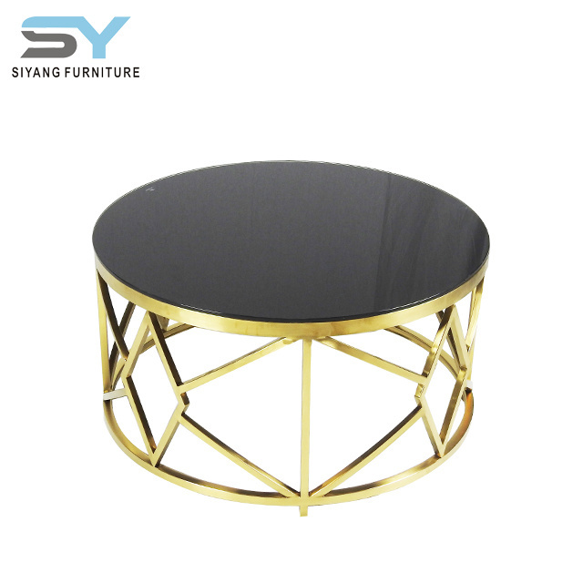 Smart furniture gold metal round table hippo coffee table for sale CJ002