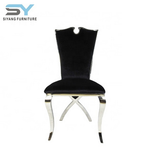 Furniture from china with prices metal cross back banquet chair black fabric dining chair for sale CY046