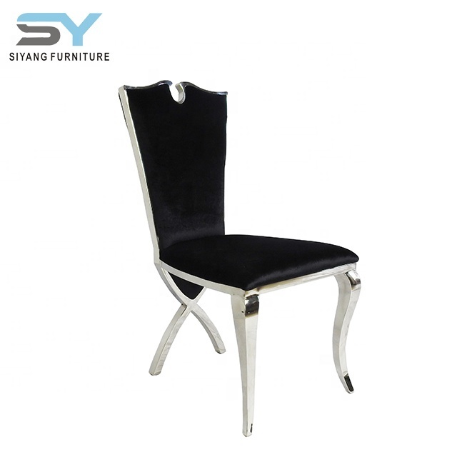 Furniture from china with prices metal cross back banquet chair black fabric dining chair for sale CY046