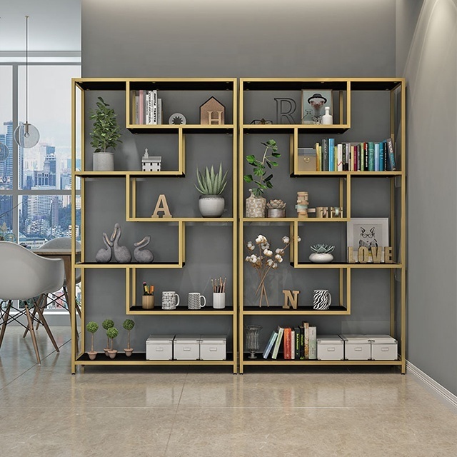 Newest Stainless Steel Gold Glass Library Bookshelf Used Library Bookshelves For Sale